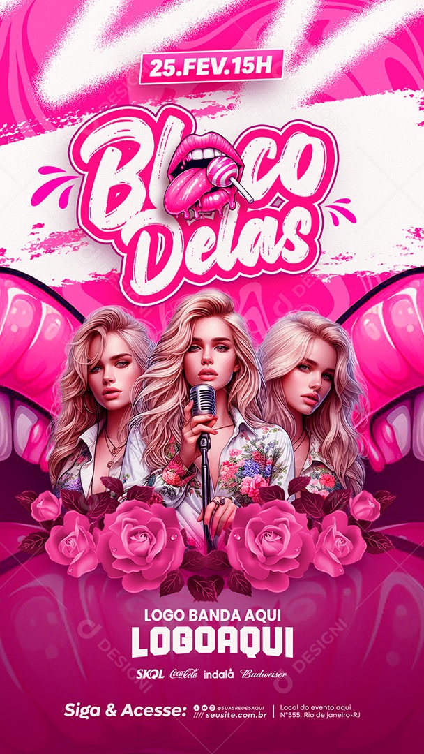 Social Media Flyer Story Bloco Delas PSD Editável