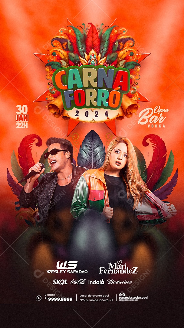 Social Media Flyer Story Carna Forró 2024 PSD Editável