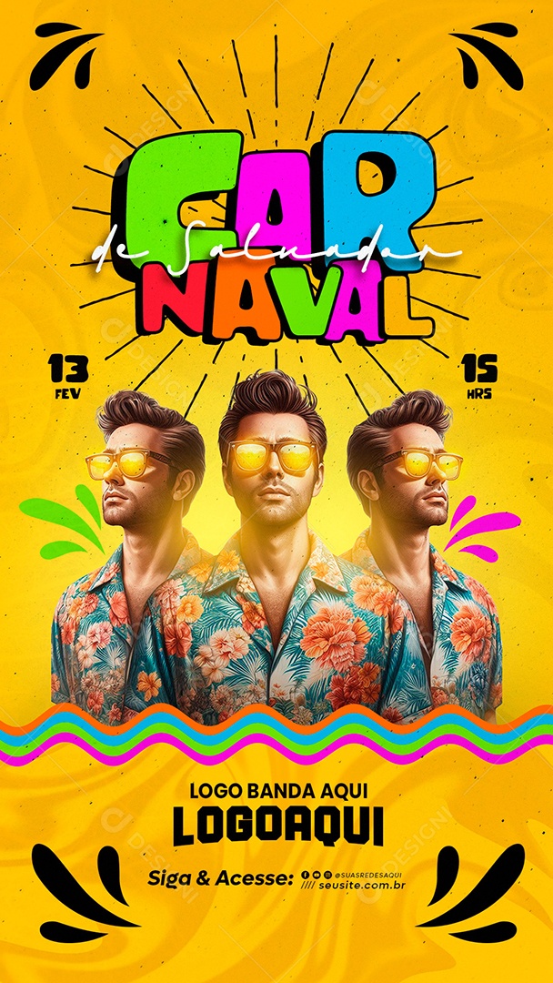 Social Media Flyer Story Carnaval De Salvador PSD Editável