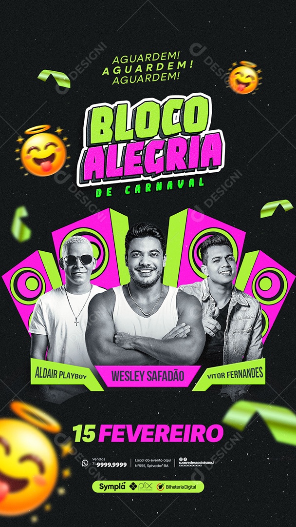 Social Media Flyer Story Bloco Alegria De Carnaval PSD Editável
