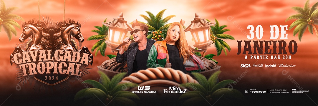 Social Media Flyer Banner Cavalgada Tropical 2024 PSD Editável