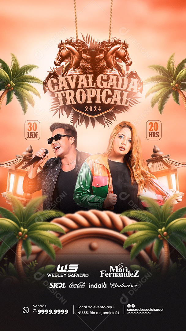 Social Media Flyer Story Cavalgada Tropical PSD Editável