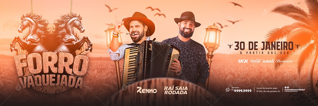 Flyer Banner Forró Vaquejada Social Media PSD Editável