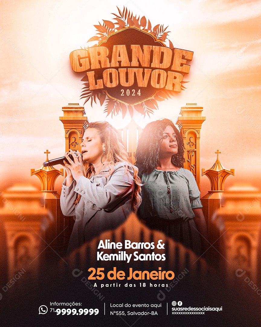 Social Media Flyer Story Grande Louvor 2024 PSD Editável