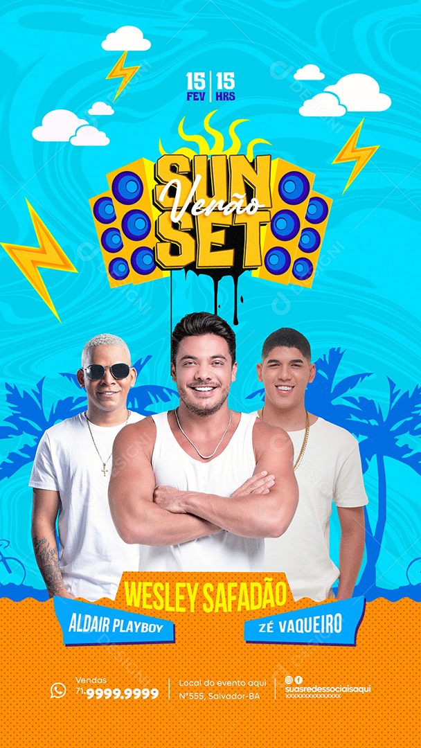 Social Media Flyer Story Sunset Verão O Melhor Evento Da Região Nordeste PSD Editável