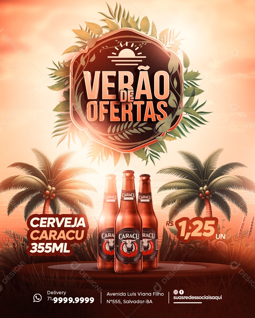 Social Media Story Verão De Ofertas Cerveja Caracu PSD Editável