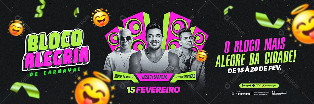 Flyer Banner Bloco Alegria De Carnaval Social Media PSD Editável