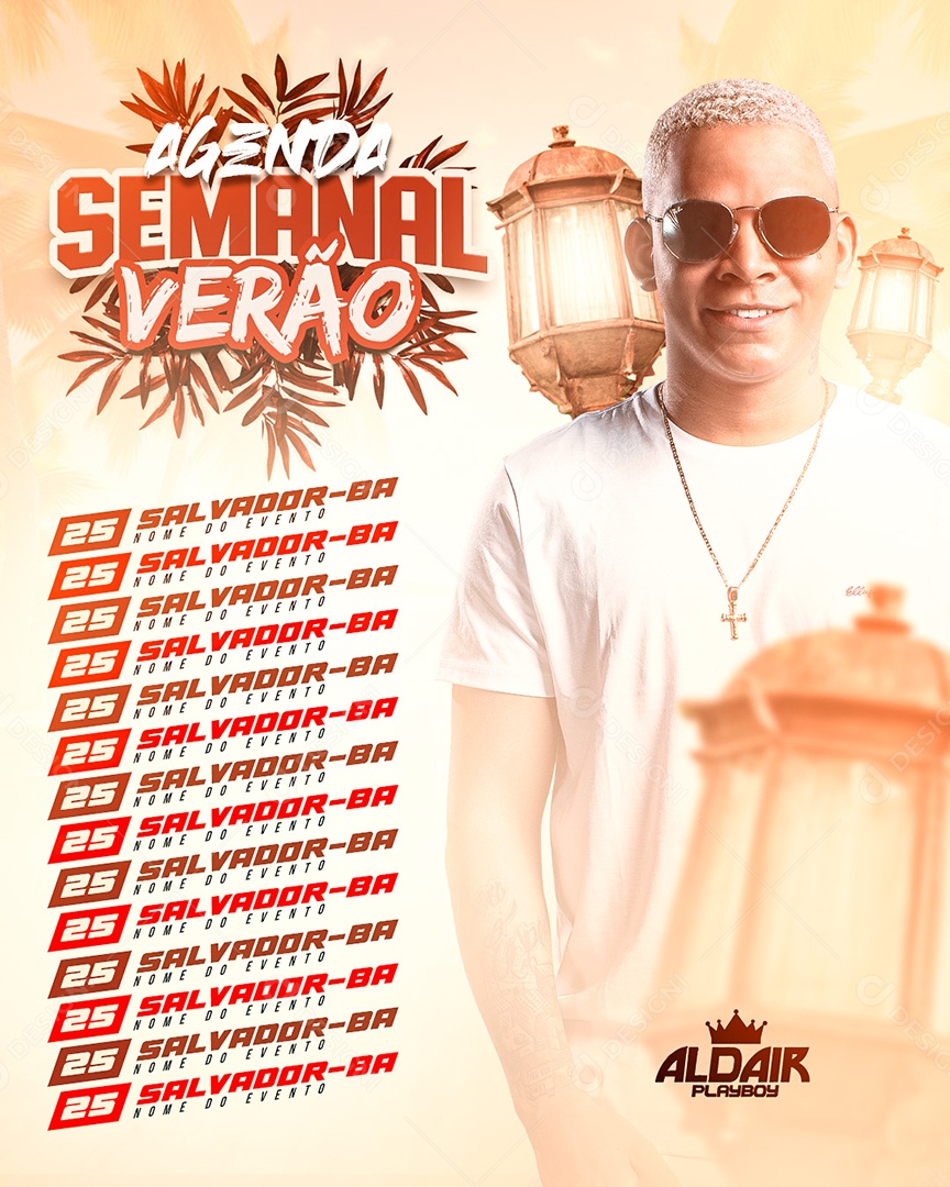 Social Media Flyer Story Agenda Semanal Verão Aldair Playboy PSD Editável