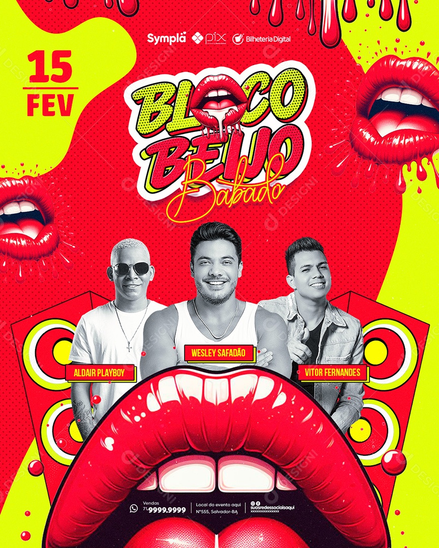 Social Media Flyer Story Bloco Beijo Babado PSD Editável