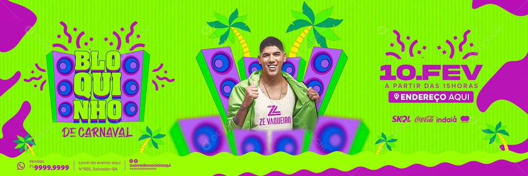 Social Media Flyer Banner Bloquinho De Carnaval PSD Editável