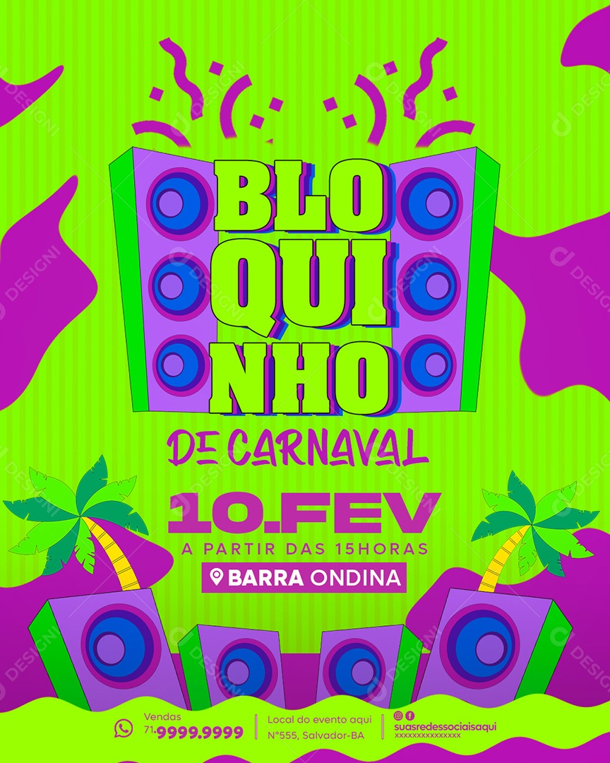 Social Media Flyer Story Bloquinho De Carnaval PSD Editável
