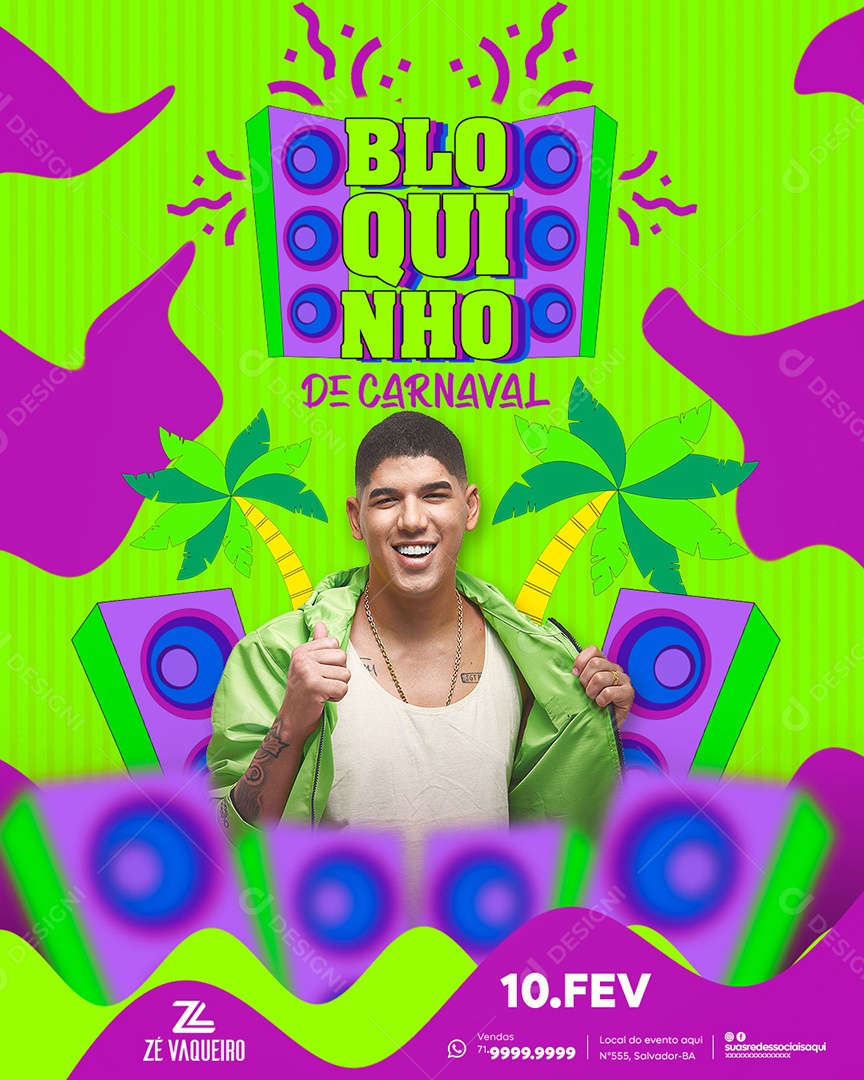 Social Media Flyer Story Bloquinho De Carnaval Zé Vaqueiro PSD Editável