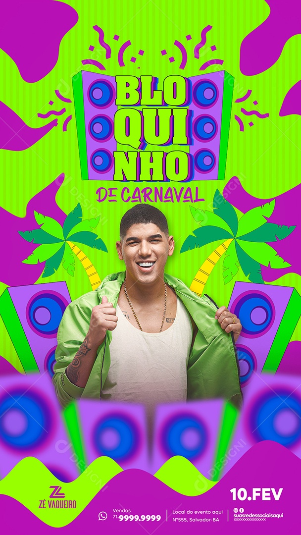 Social Media Flyer Story Bloquinho De Carnaval Zé Vaqueiro PSD Editável