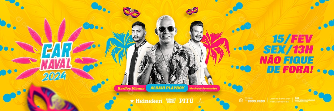 Social Media Flyer Banner Carnaval 2024 Não Fique De Fora PSD Editável