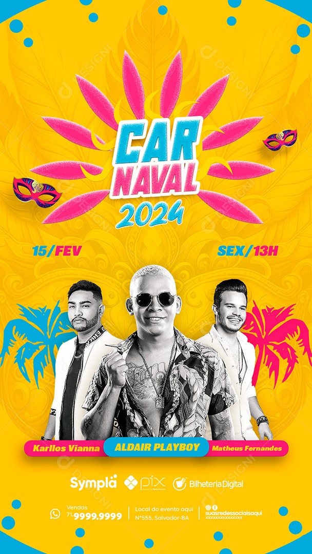 Social Media Flyer Story Carnaval 2024 PSD Editável