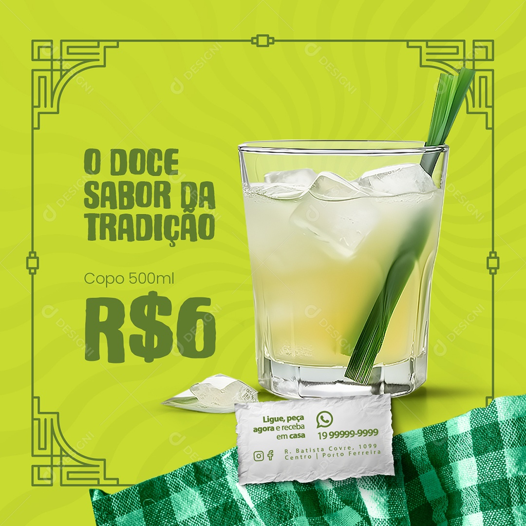 Caldo de Cana O Doce Sabor da Tradição Copo 500 ml Social Media PSD Editável