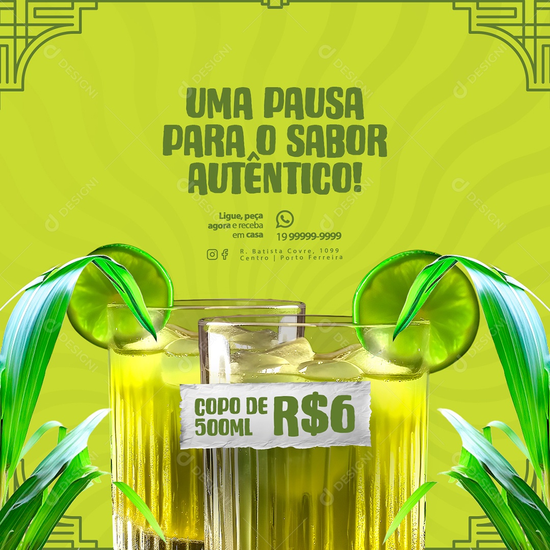 Caldo de Cana Uma Pausa para o Sabor Autêntico Copo De 500 Ml Social Media PSD Editável