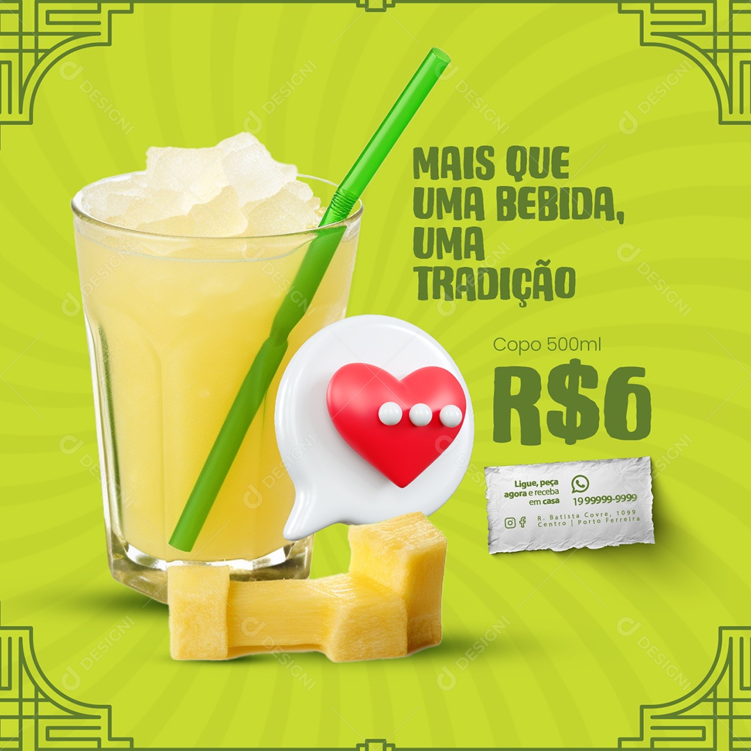 Sugarcane Juice More Than a Drink a Tradition Cup 500 ml Social Media PSD Editable