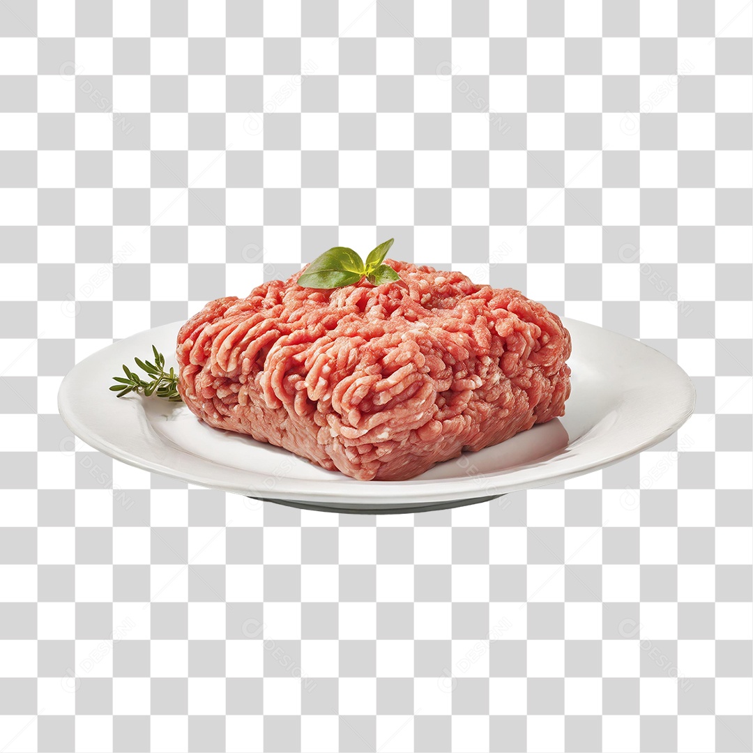 Carne Moída em Prato Branco PNG Transparente