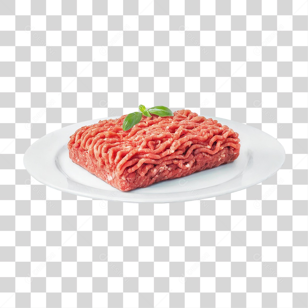 Carne Moída em Prato Branco PNG Transparente