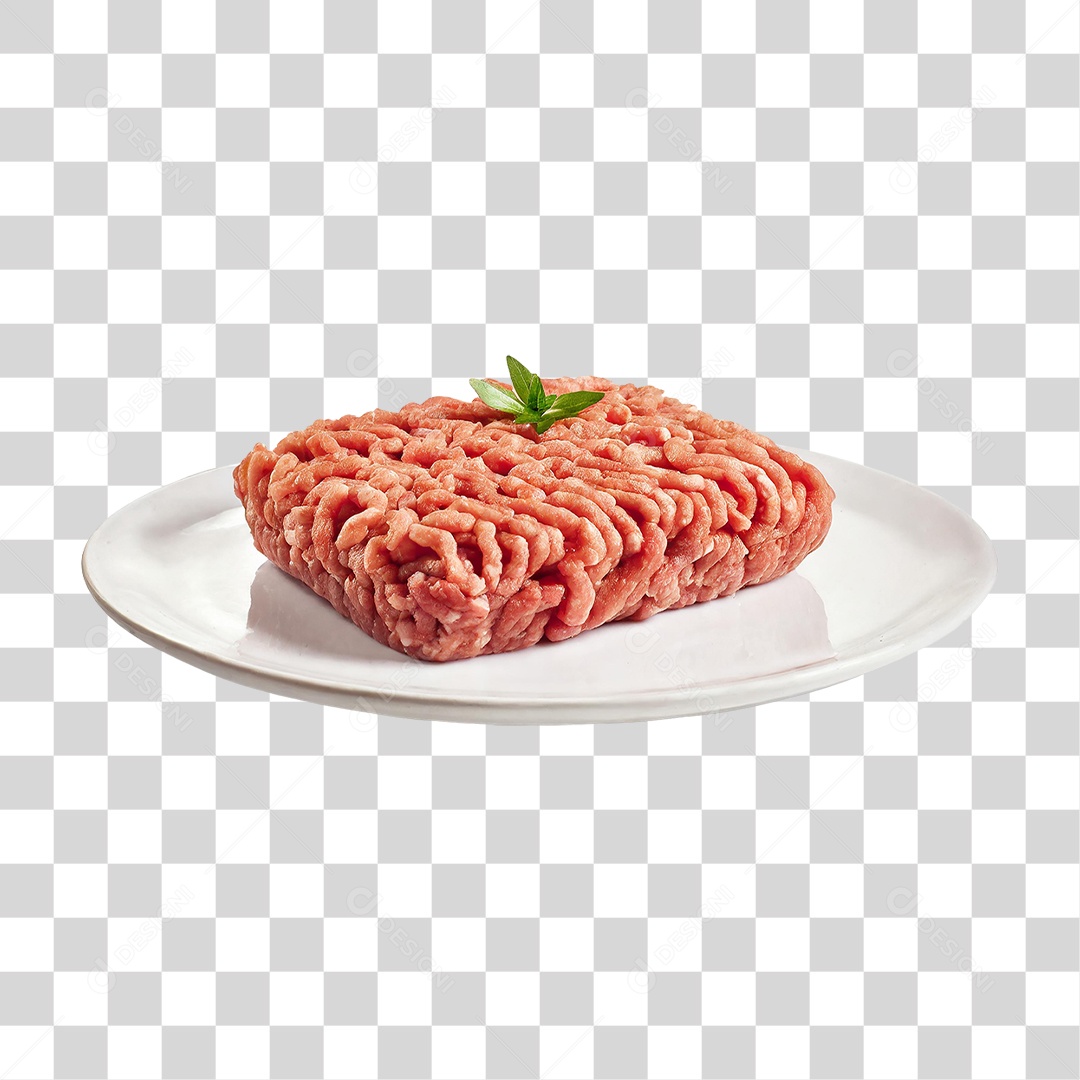 Carne Moída em Prato Branco PNG Transparente