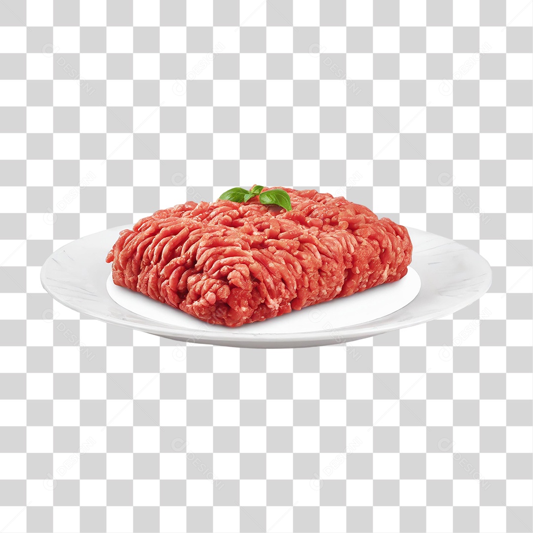 Carne Moída em Prato Branco PNG Transparente