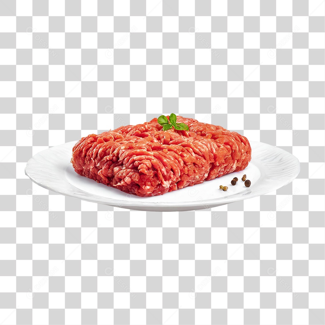 Carne Moída em Prato Branco PNG Transparente