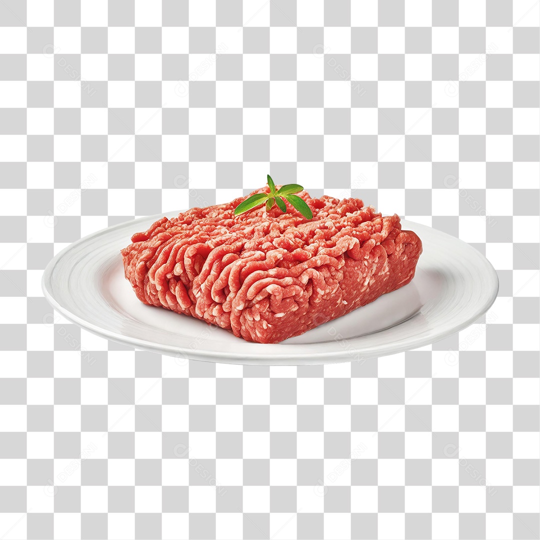 Carne Moída em Prato Branco PNG Transparente