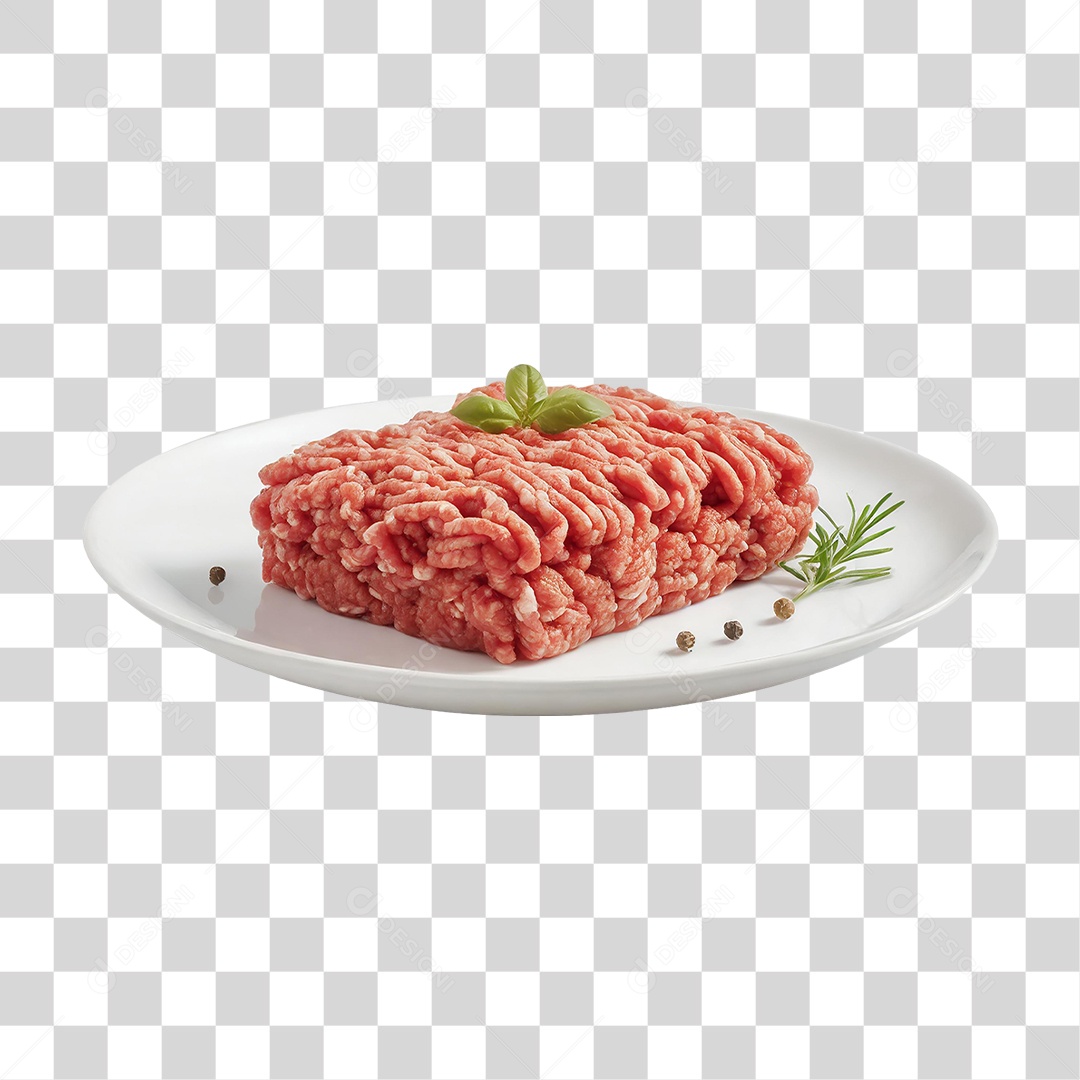 Carne Moída em Prato Branco PNG Transparente