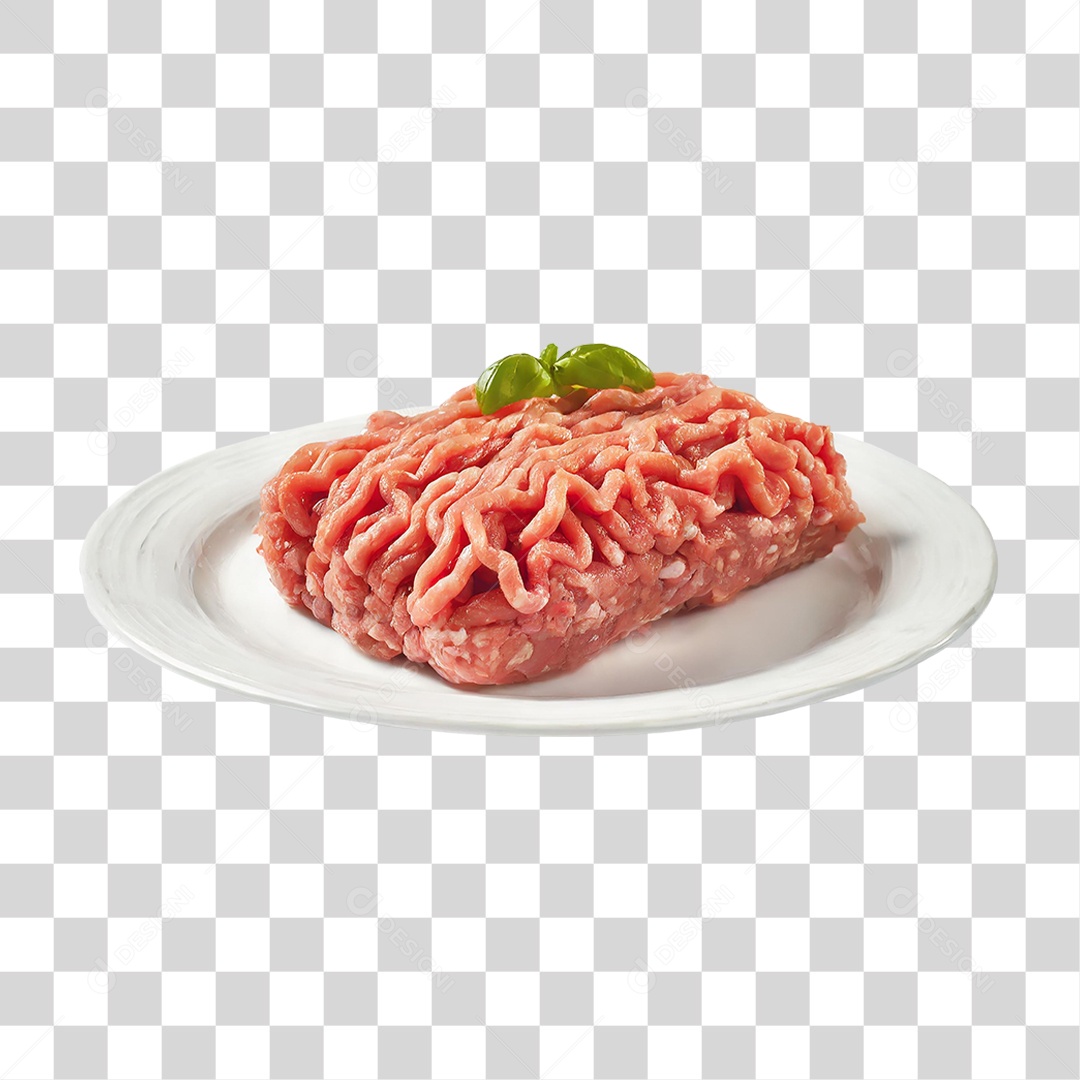 Carne Moída em Prato Branco PNG Transparente