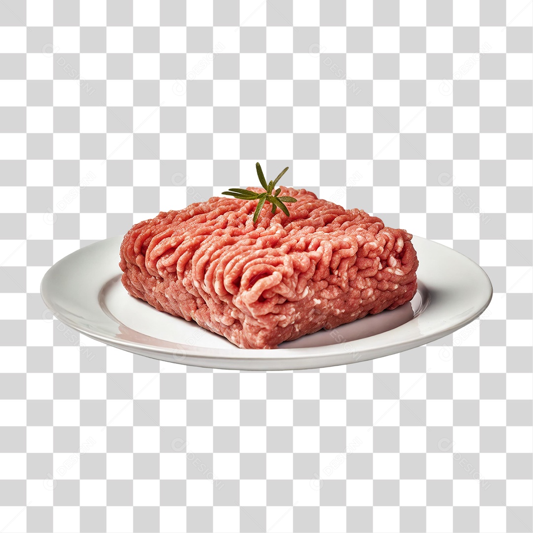 Carne Moída em Prato Branco PNG Transparente