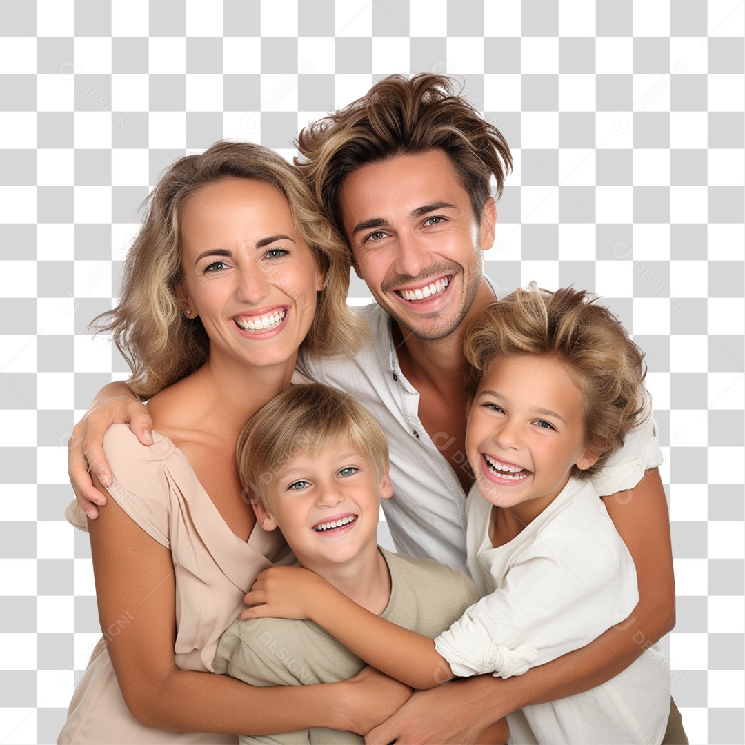 Família Mãe Pai e Filhos PNG Transparente