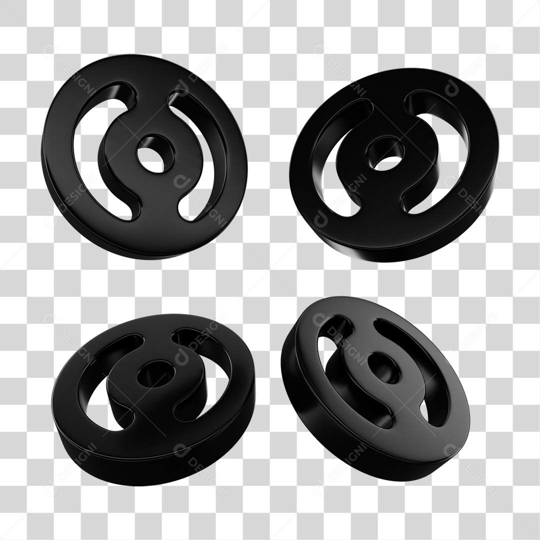 Elemento 3D Pesos de Academia Para Composição PNG Transparente