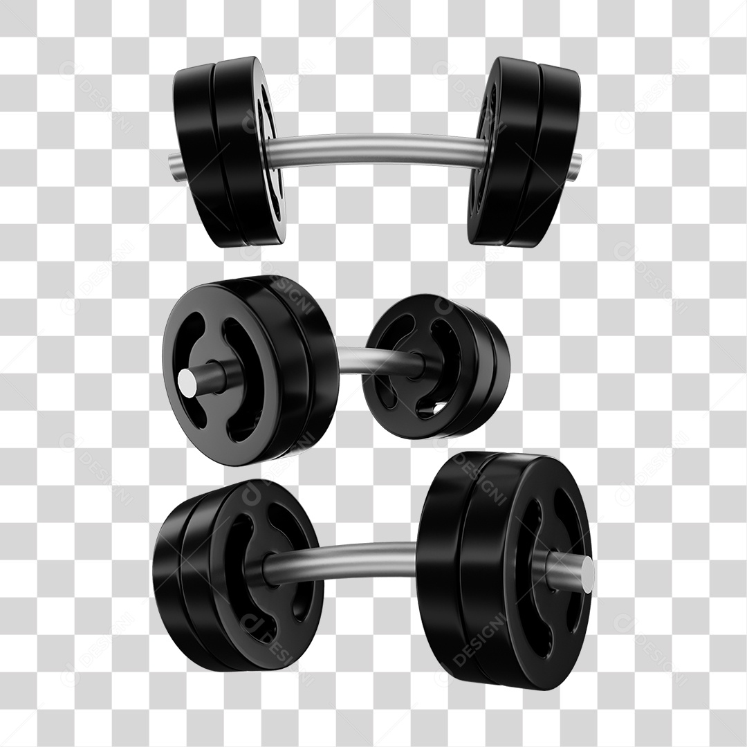Elemento 3D Pesos de Academia Para Composição PNG Transparente