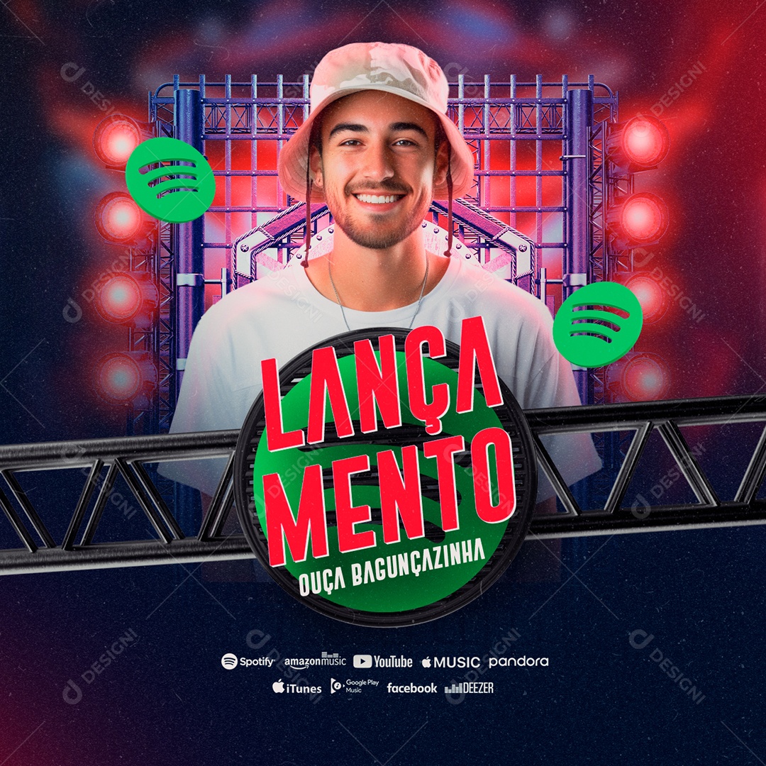 Spotify Ouça Agora Lançamento Ouça Bagunçazinha Social Media PSD Editável