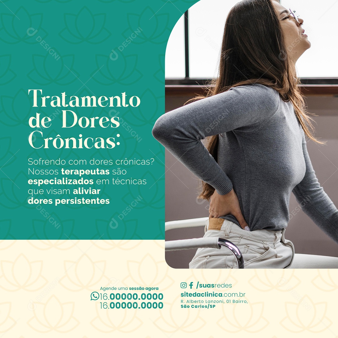 Massagista Tratamento de Dores Crônicas Agende uma sessão agora Social Media PSD Editável