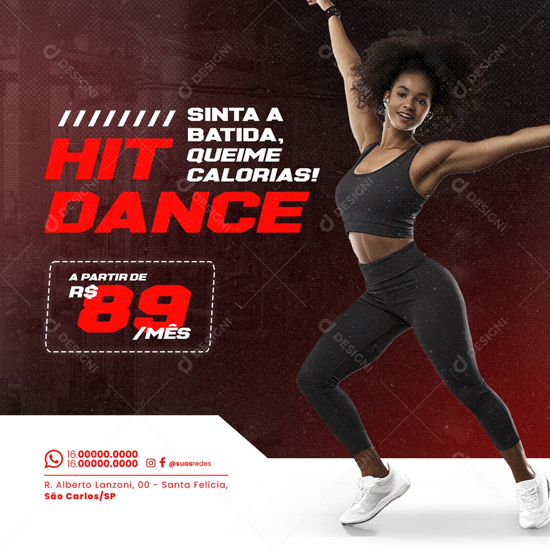 Academia Hit Dance Sinta a Batida Queime Calorias Social Media PSD Editável