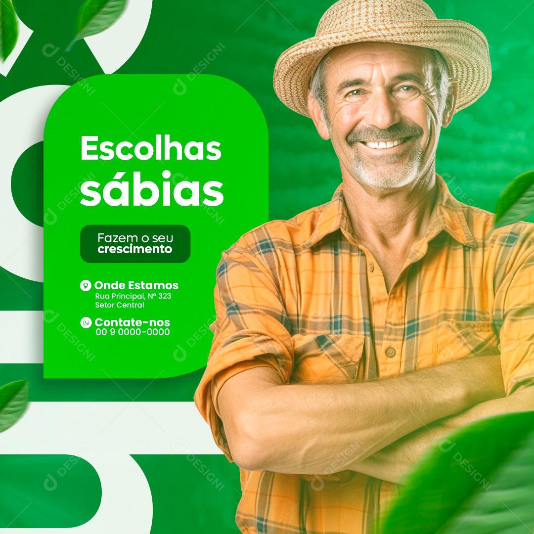 Agronegócios Escolhas sábias Fazem o seu crescimento Social Media PSD Editável