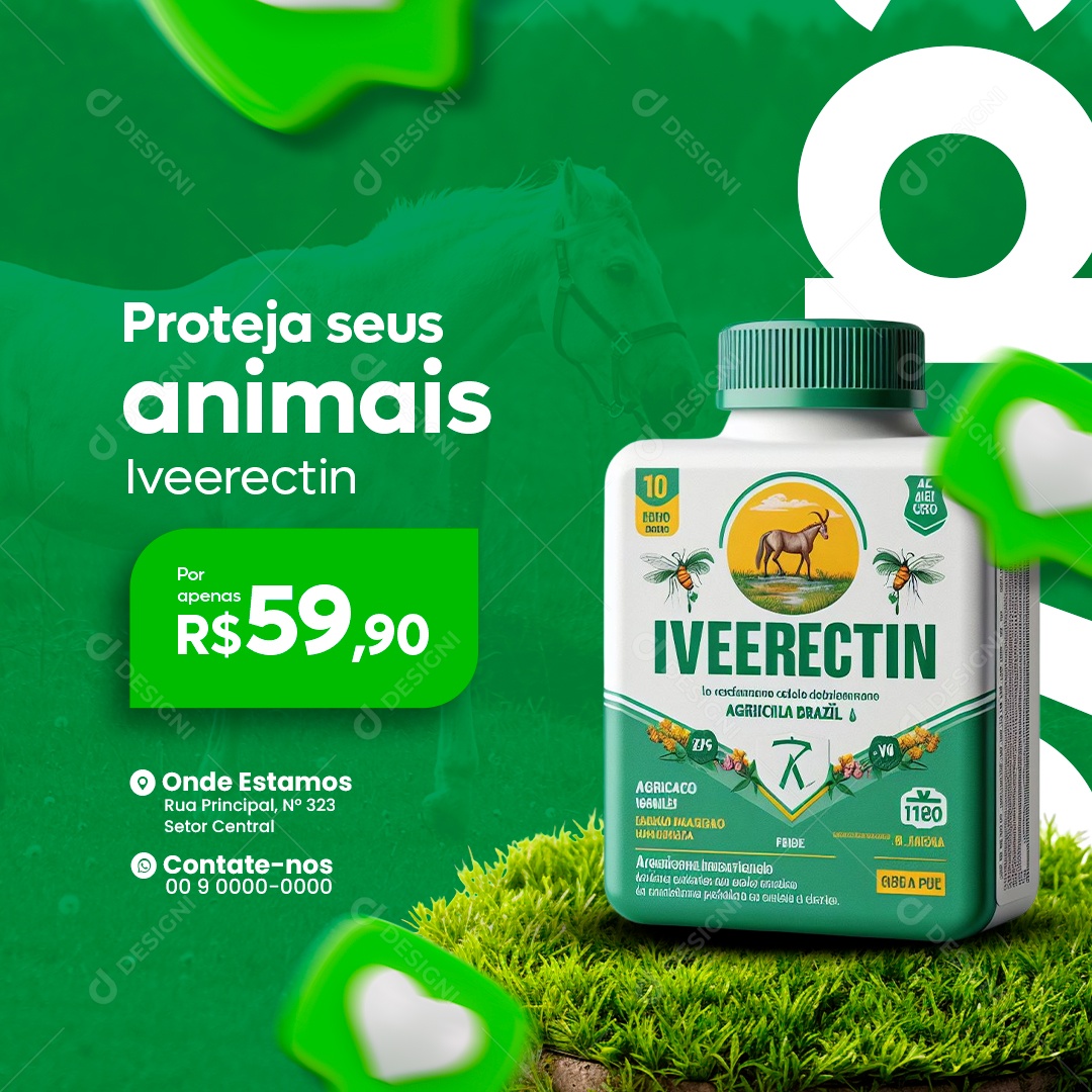 Agronegócios Proteja seus animais Iveerectin Social Media PSD Editável