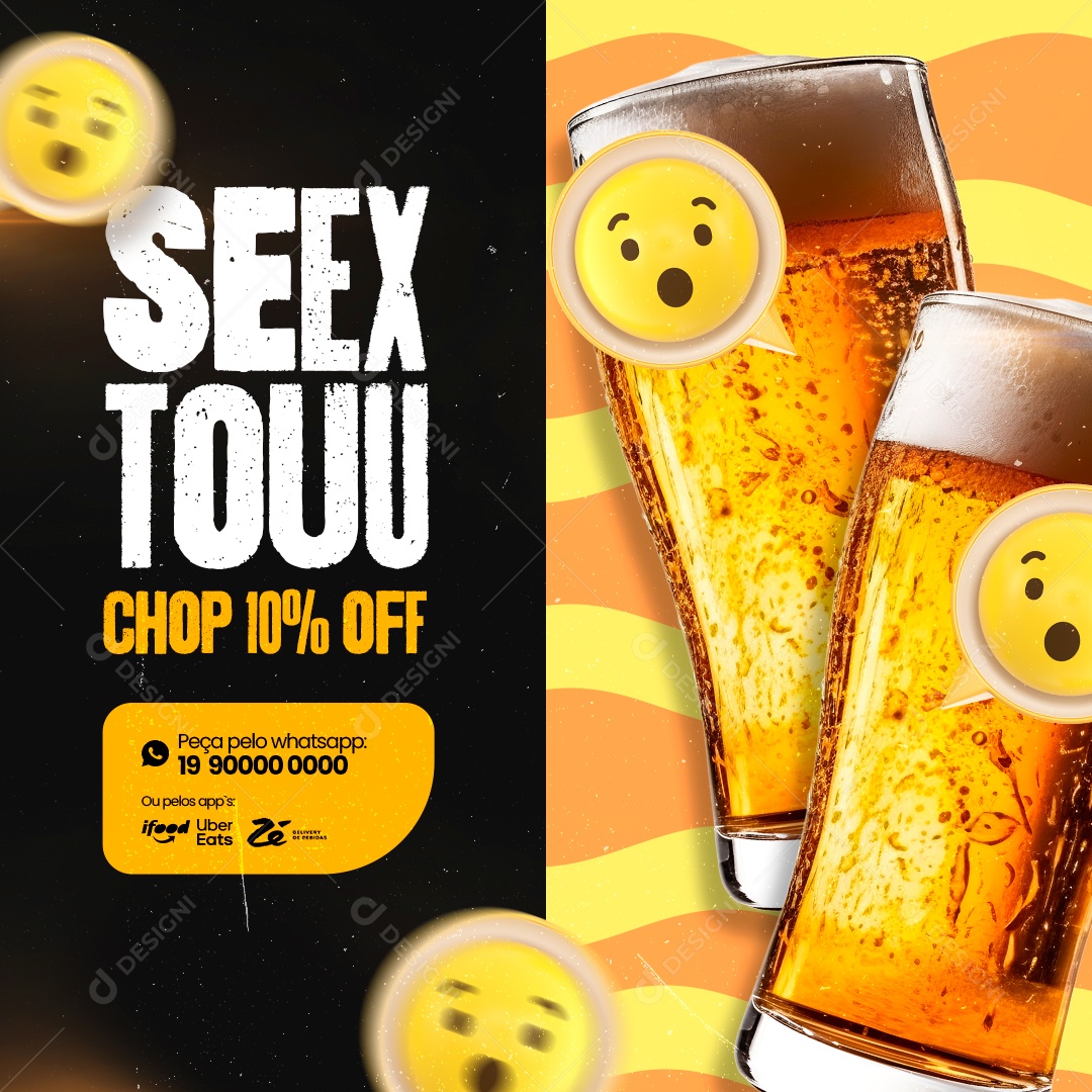 Choperia Sextou Chop 10% Off Social Media PSD Editável