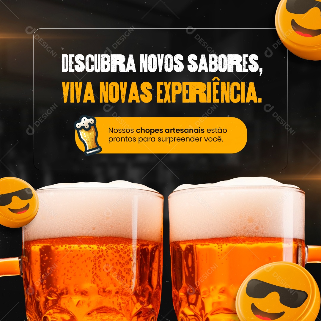 Choperia Descubra novos Sabores Viva novas Experiência Social Media PSD Editável