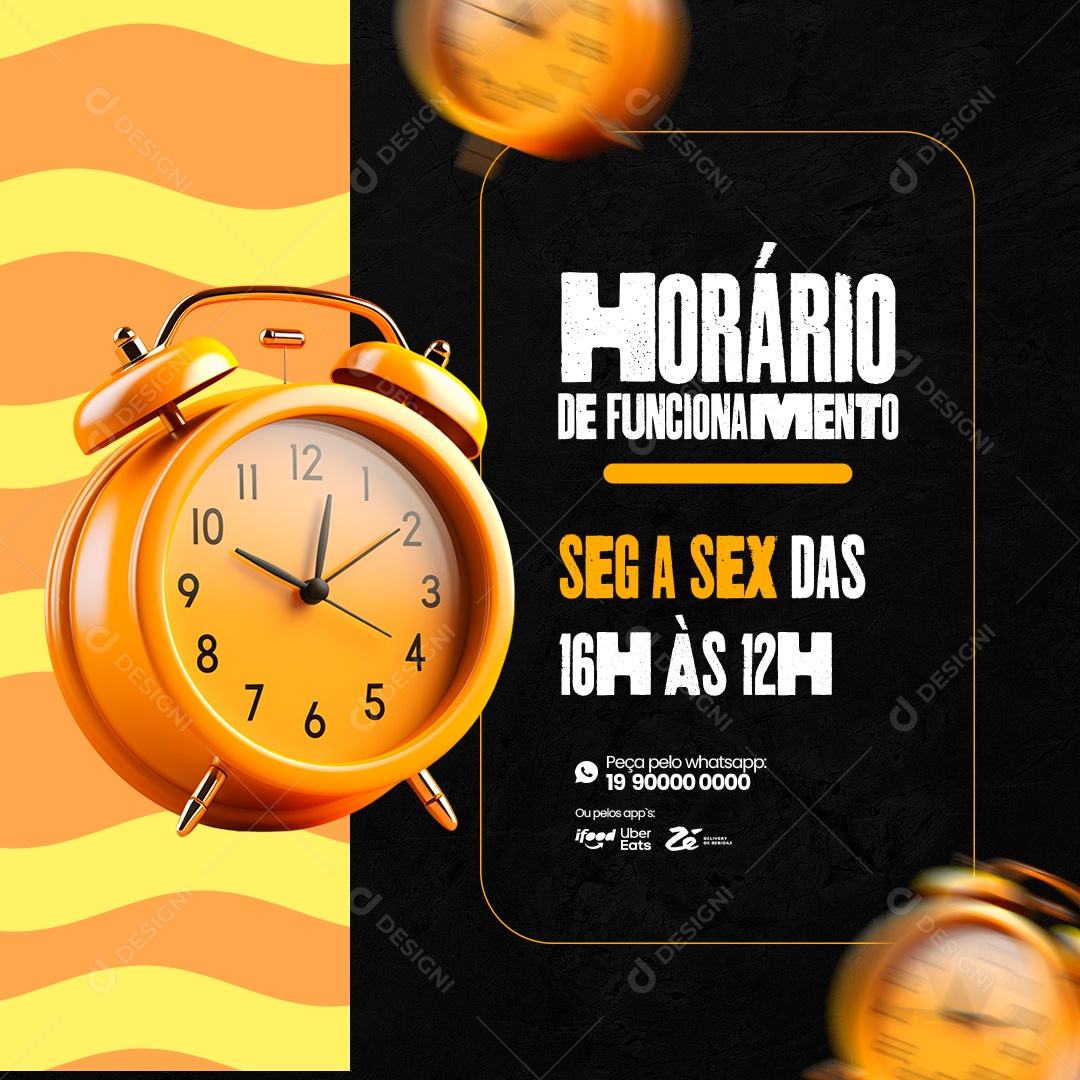 Choperia Horário De Funcionamento Segunda a Sexta Social Media PSD Editável
