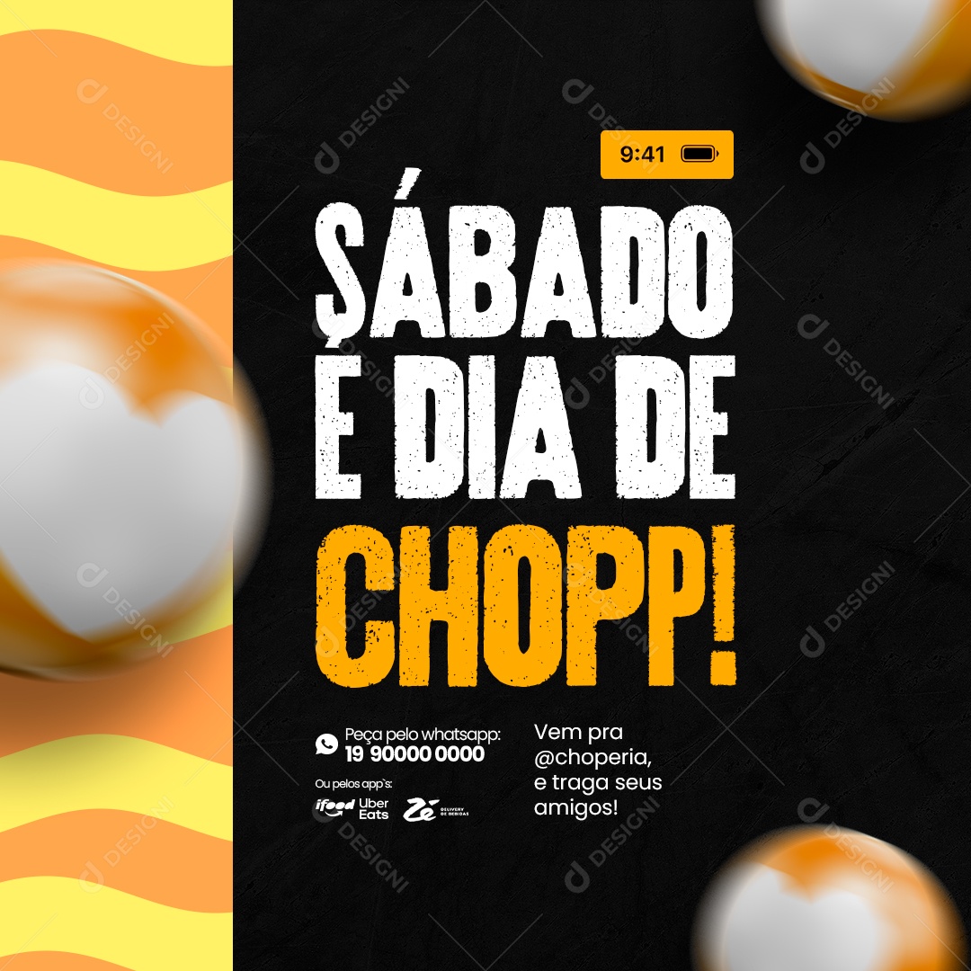Choperia Sábado é Dia de Chopp Social Media PSD Editável