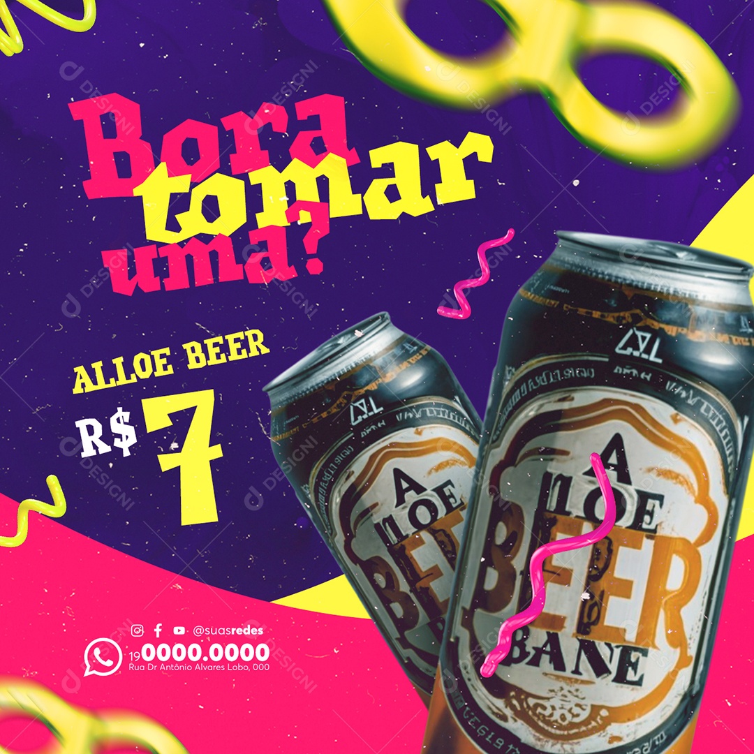 Carnaval Distribuidora de Bebidas Bora tomar uma Cerveja Alloe Beer Social Media PSD Editável