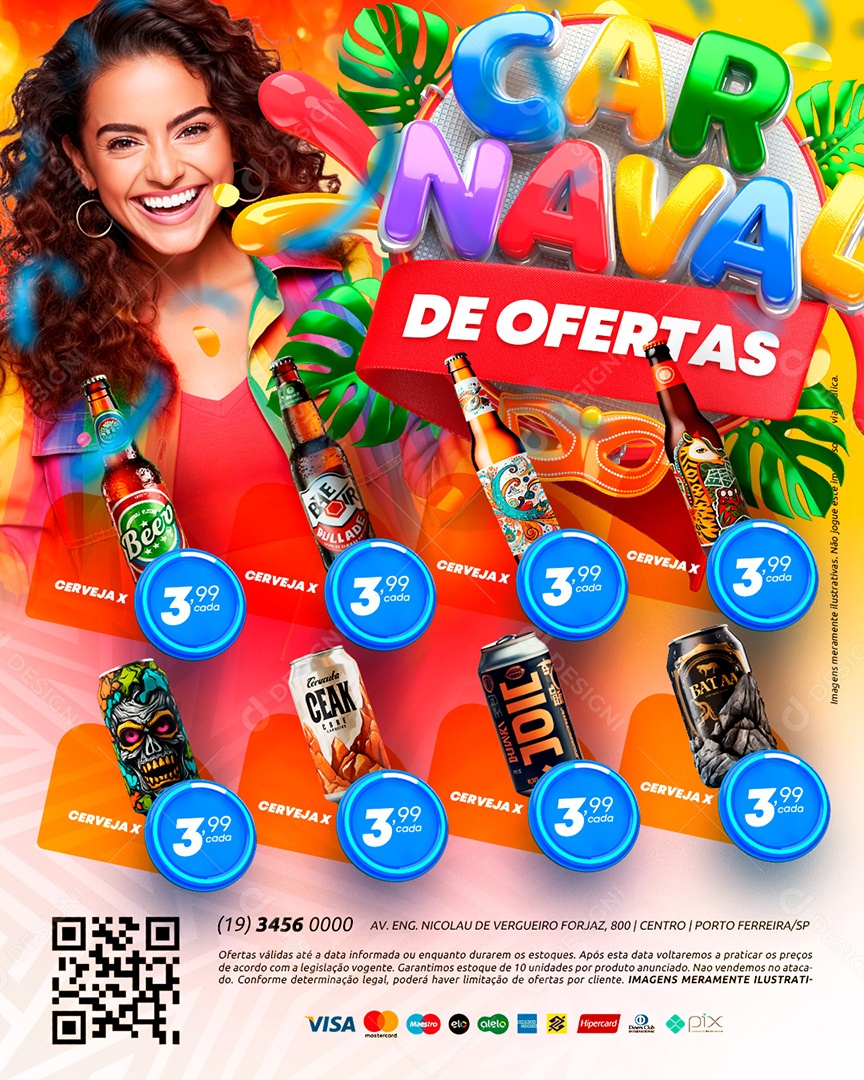 Tabloide Carnaval De Ofertas Distribuidora de Bebidas Cervejas Beer Ceak Social Media PSD Editável