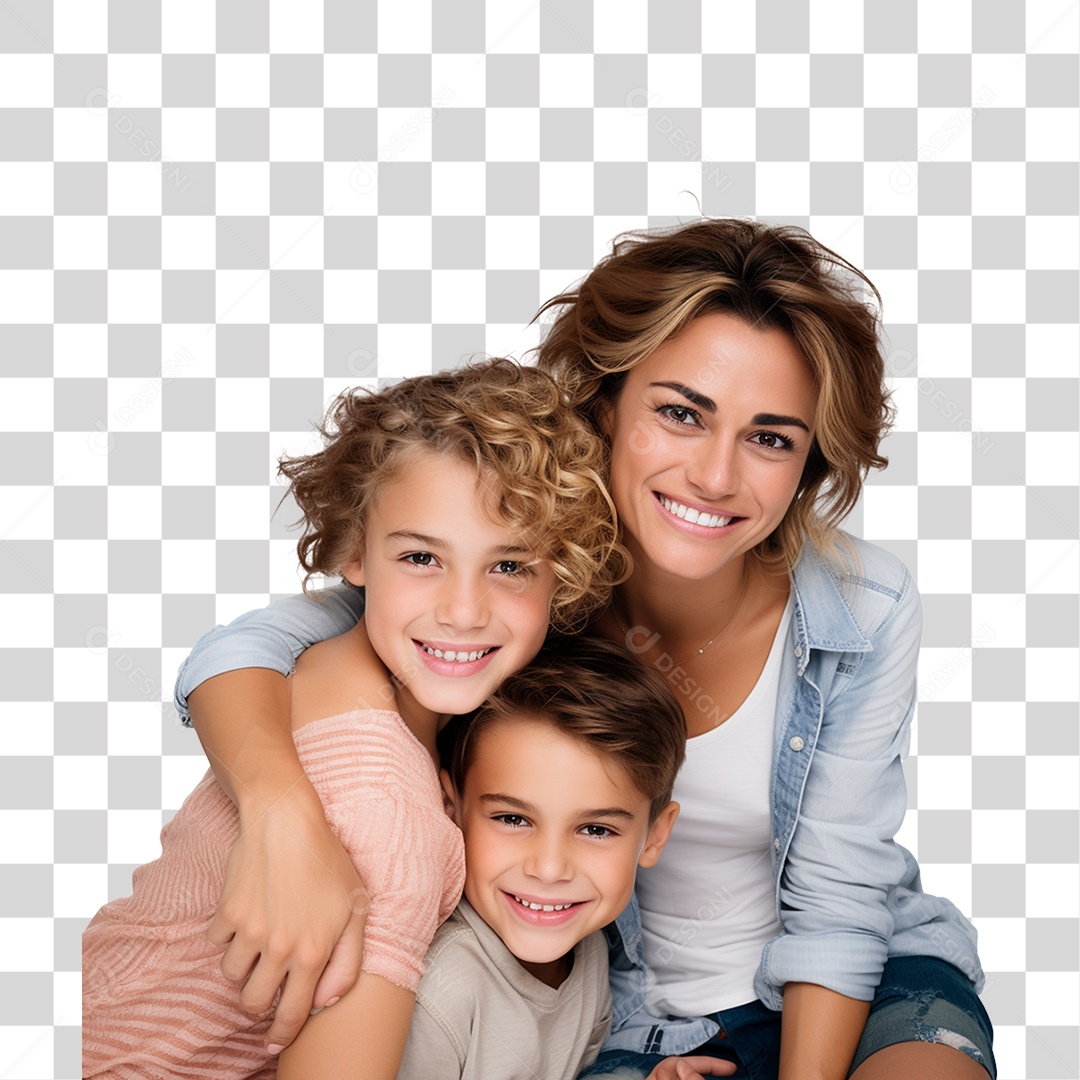 Família Mãe e Filhos PNG Transparente