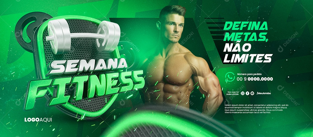 Banner Semana Fitness Defina Metas Não Limites Social Media PSD Editável