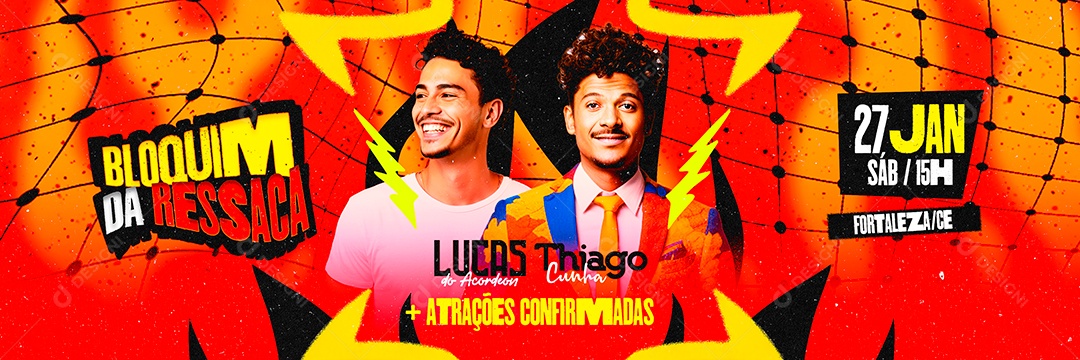 Carrossel Flyer Carnaval Bloquim Da Ressaca Lucas do Acordeon Thiago Cunha Social Media PSD Editável