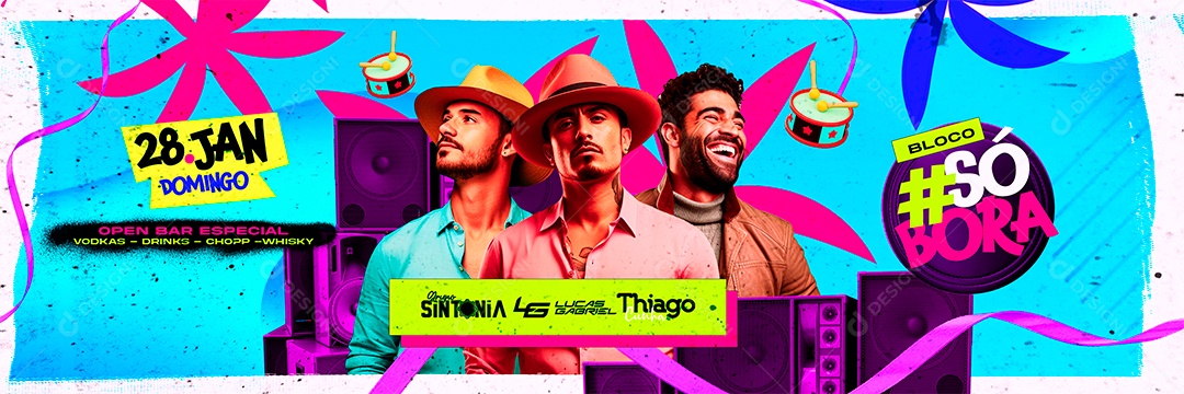 Carrossel Flyer Carnaval Grupo Sintonia Lucas Gabriel Thiago Cunha Social Media PSD Editável