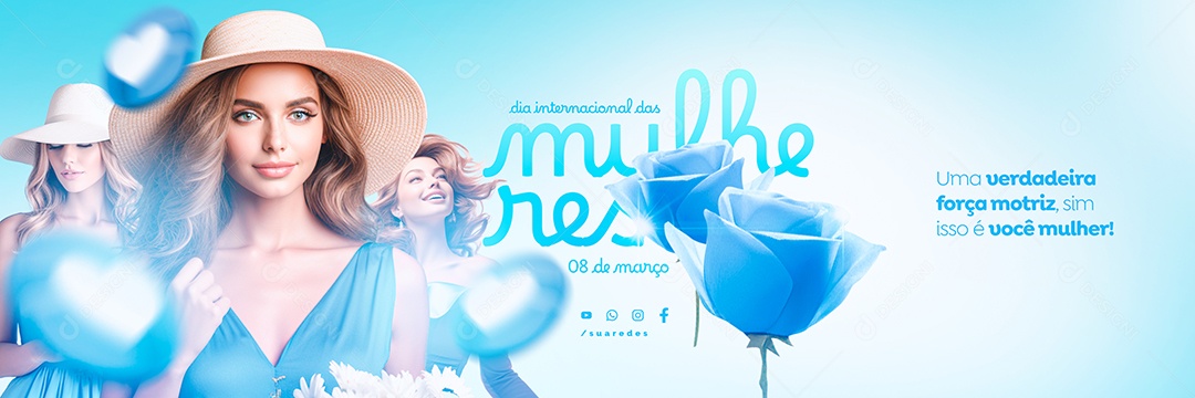 Carrossel Dia Internacional das Mulheres 08 de março Social Media PSD Editável